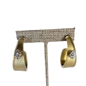 Gold Resin C-Hoop With Crystal Accent Earrings